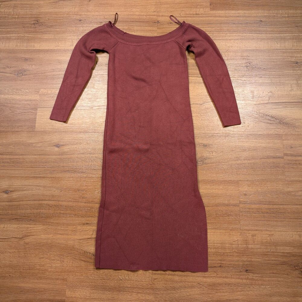 Abercrombie & Fitch Maxi Sweater Dress Size Small Red Ribbed Long-Sleeve Y2K